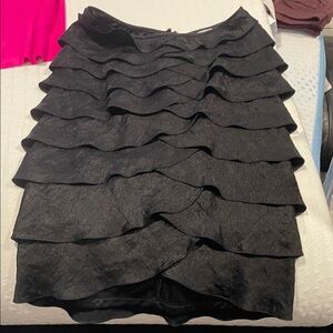 Victor Costa Black Layered Mini Skirt
